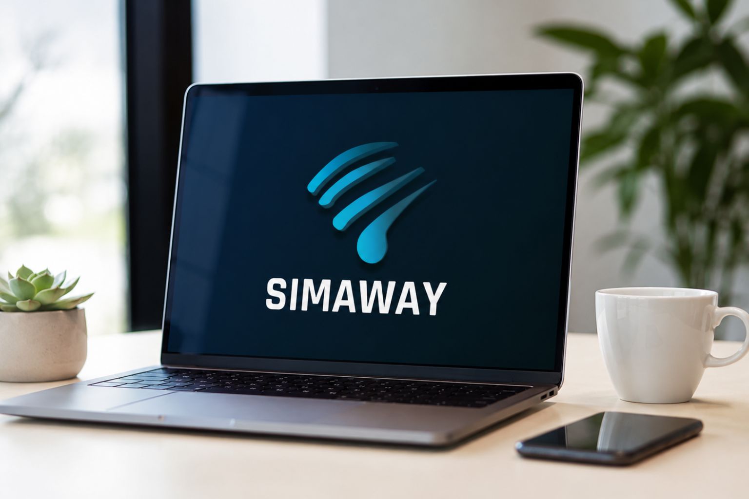 Simaway travel eSIM service displayed on a laptop